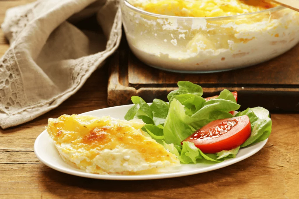 au gratin potatoes with salad