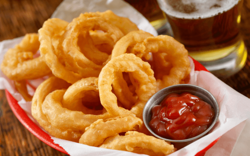 serve crunchy Onion Rings with Sloppy Joes