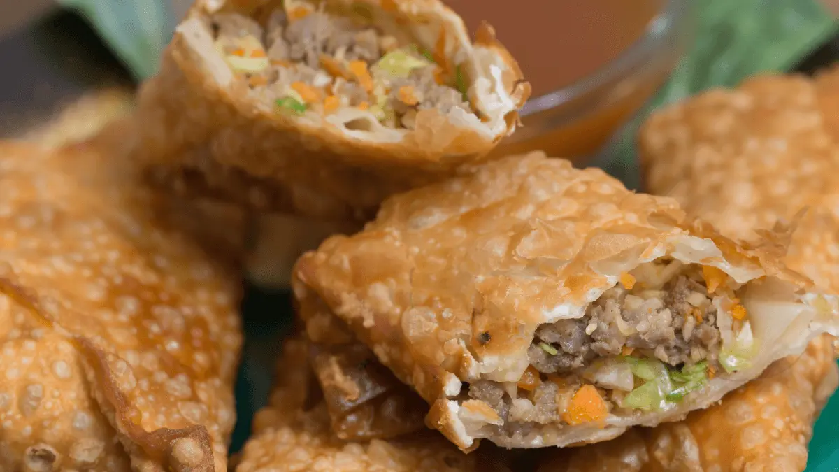 Redneck Egg Rolls with crispy exterior and savory meat and vegetable filling