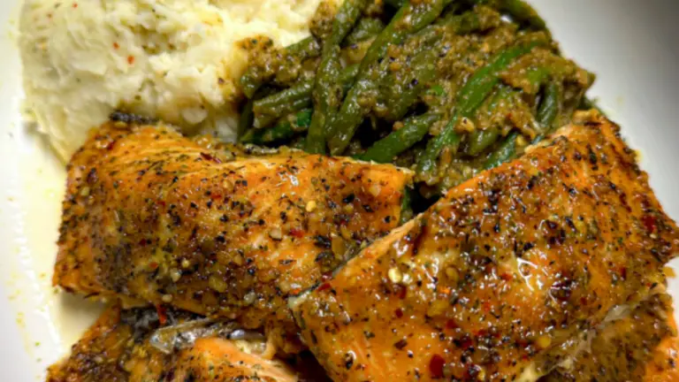 Glazed Salmon and Garlic Mashed Potatoes