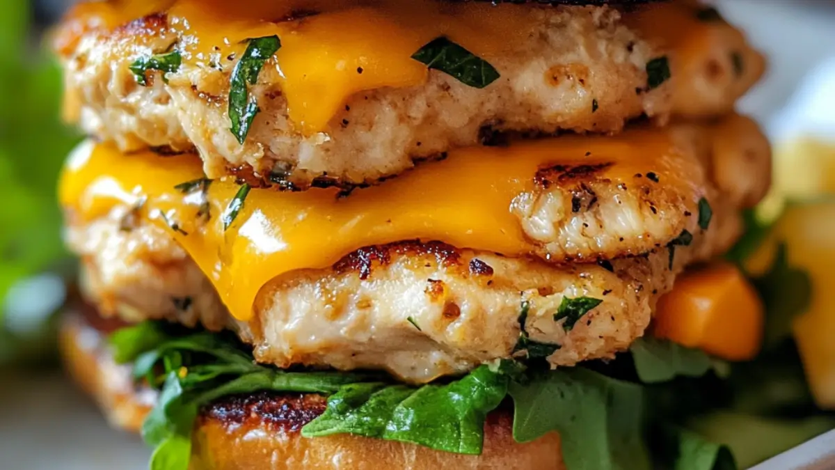 Cheddar Ranch Chicken Burgers