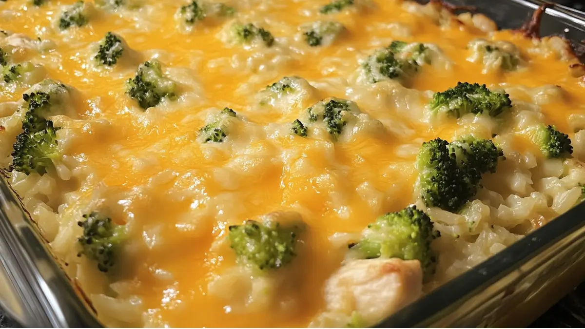 Broccoli, Rice, Cheese, and Chicken Casserole