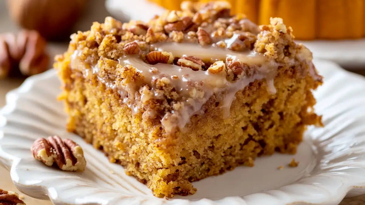 Pumpkin Coffee Cake with Maple Glaze