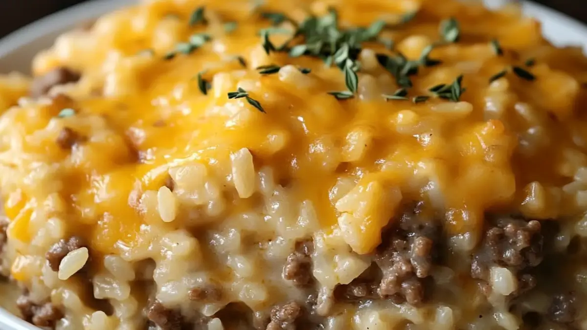 Cheesy Hamburger Rice Casserole