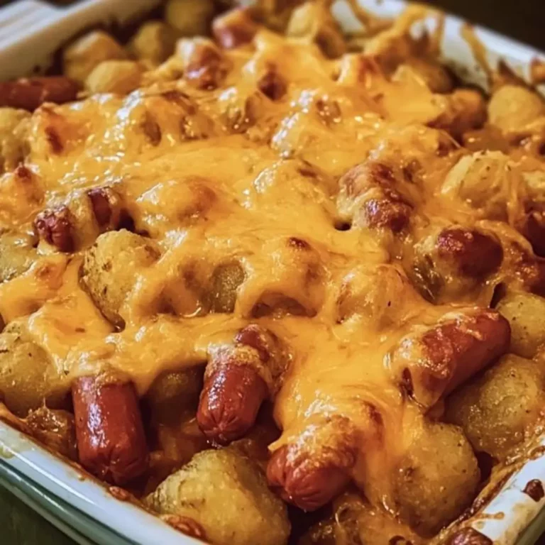 Cheesy Hot Dog Tater Tot Casserole