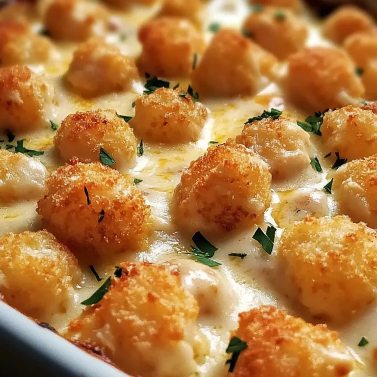 Chicken Alfredo Tater Tot Casserole