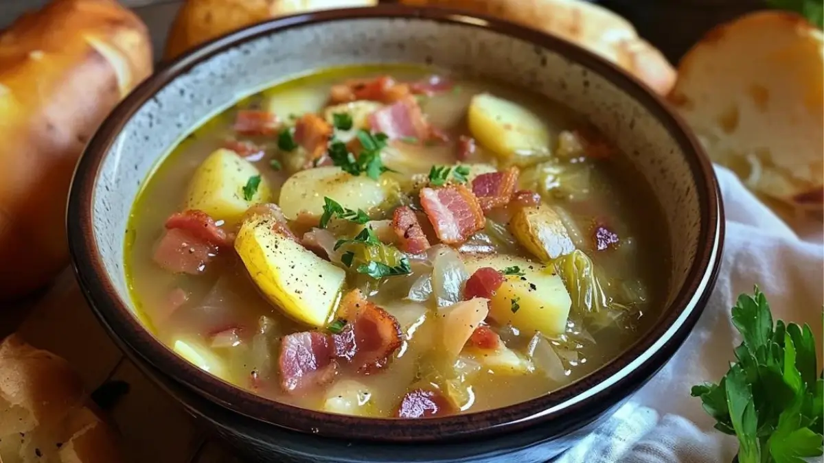 Irish Bacon, Cabbage, and Potato Soup