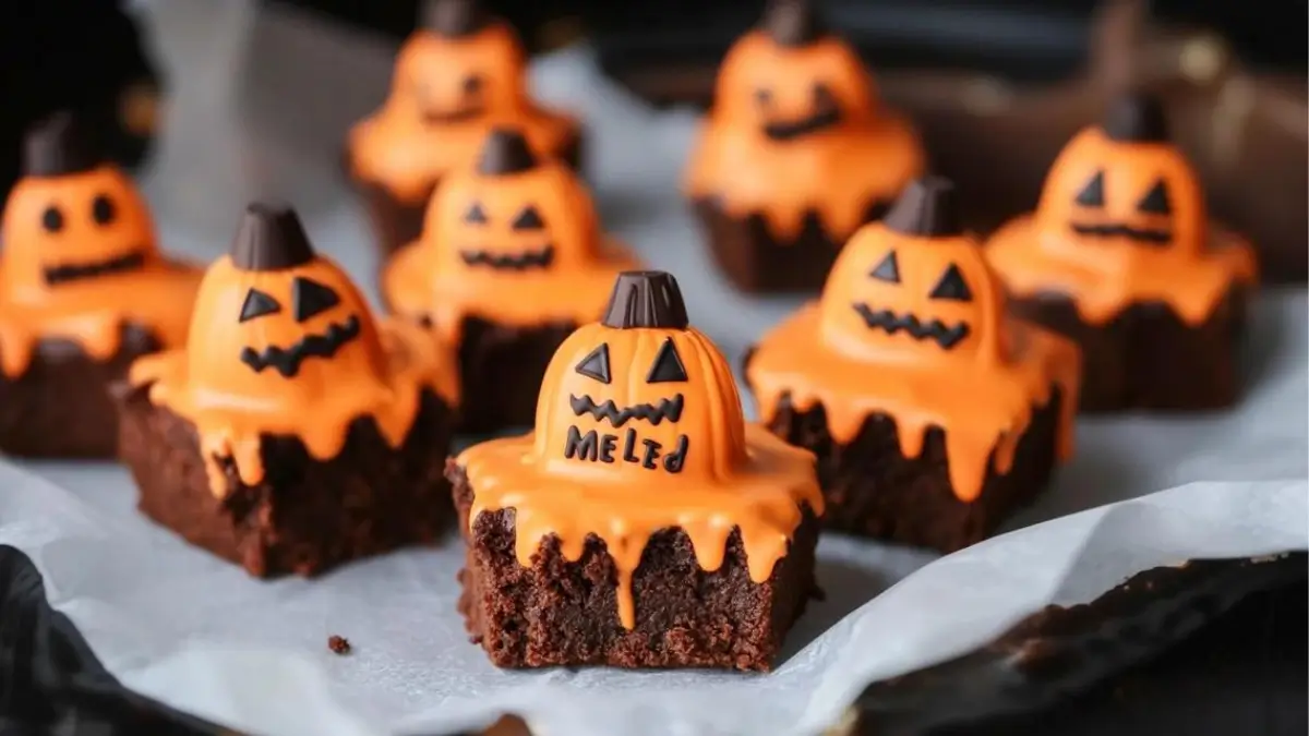 Melted Jack-O-Lantern Brownies