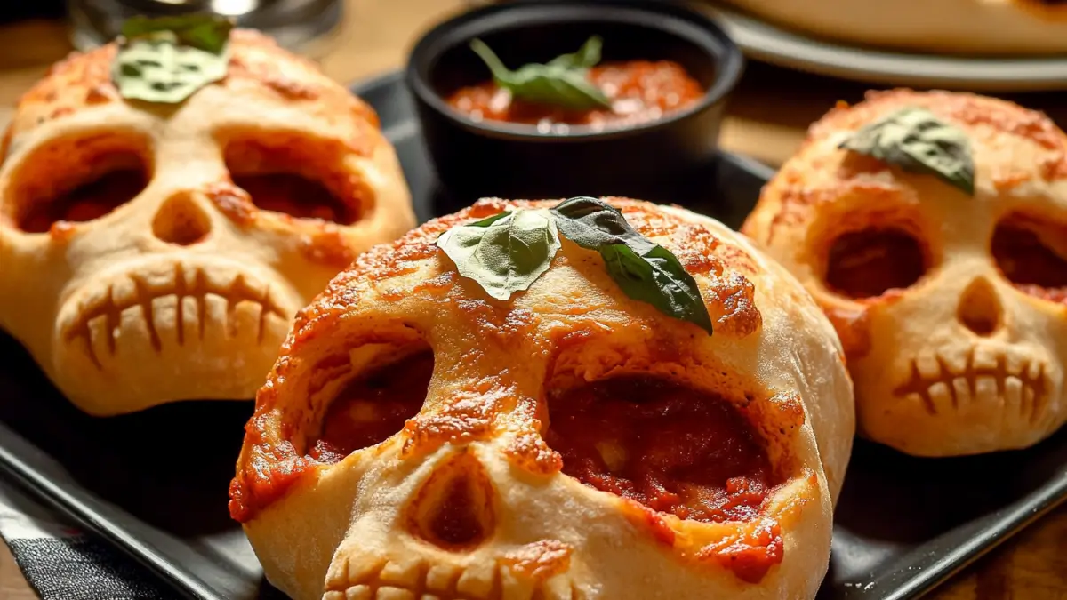 Halloween Pizza Skulls