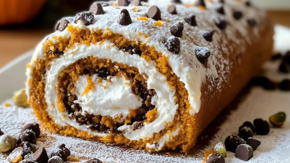 Pumpkin Cannoli Cake Roll