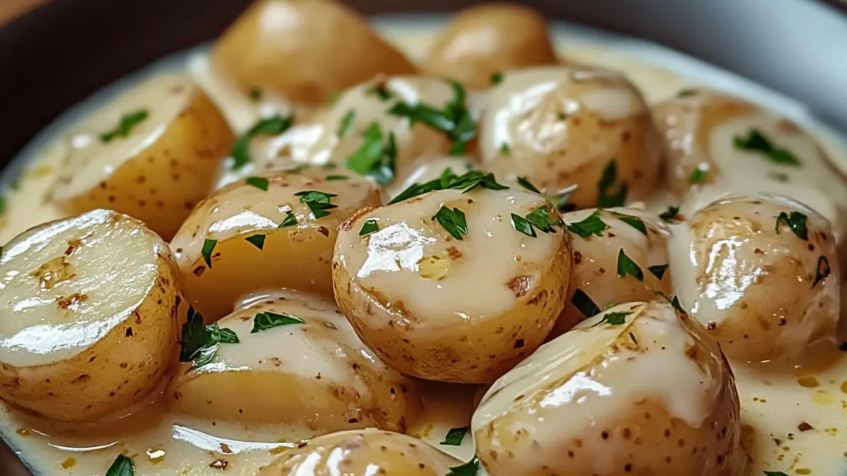 Creamy Garlic Sauce Baby Potatoes