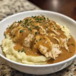 Shredded Chicken Gravy on Mashed Potatoes