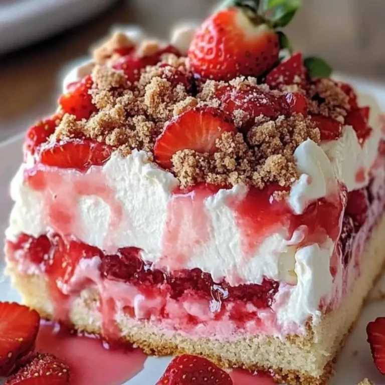 Strawberry Crunch Poke Cake