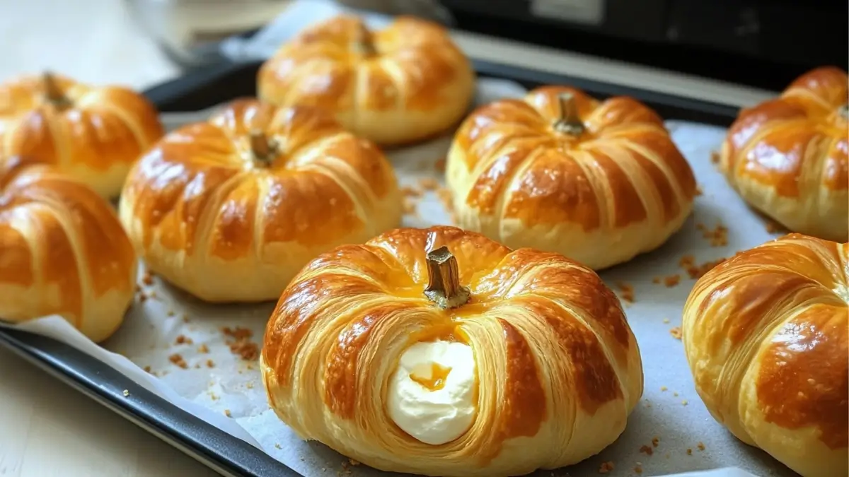 Crescent Pumpkins filled with cream cheese and pumpkin pie filling