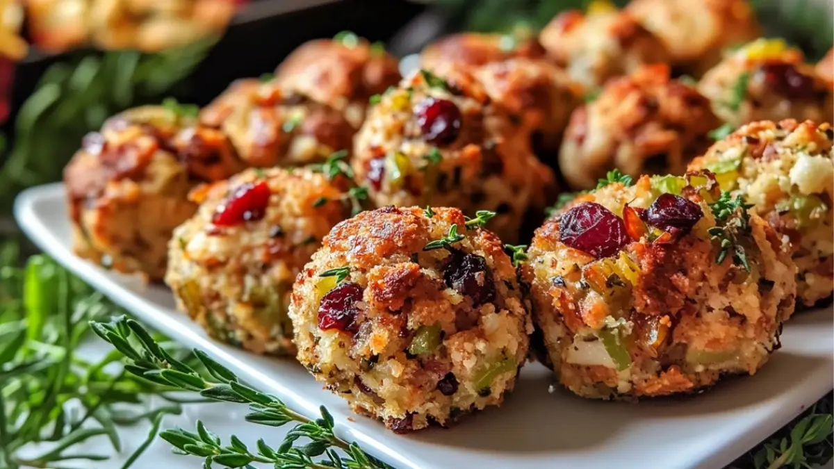 Festive Cranberry Turkey Stuffing Balls