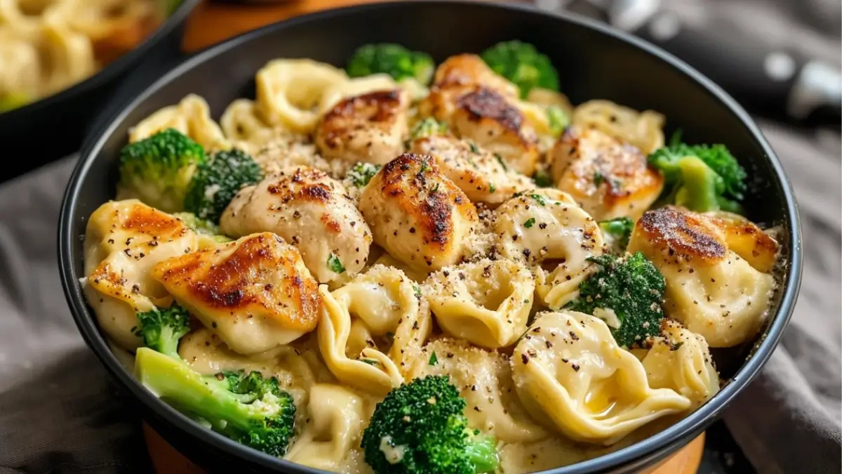 Garlic Parmesan Tortellini with Chicken and Broccoli