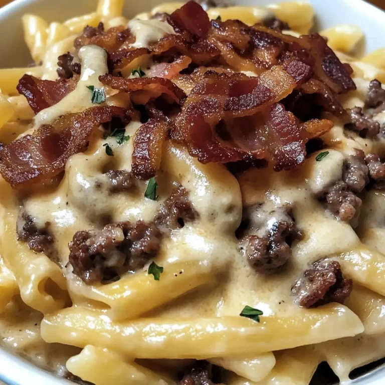 Loaded Bacon Cheeseburger Alfredo Pasta