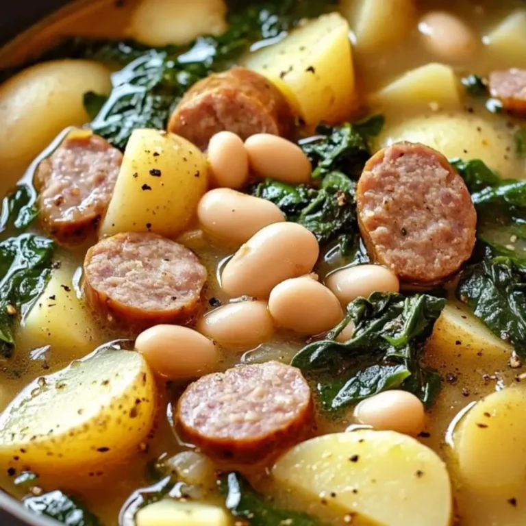 Sausage Soup with Spinach, Potatoes, and White Beans