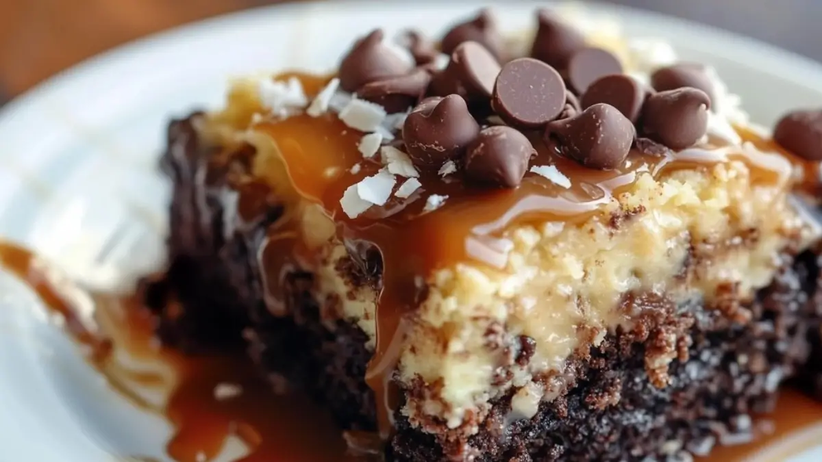 German Chocolate Poke Cake