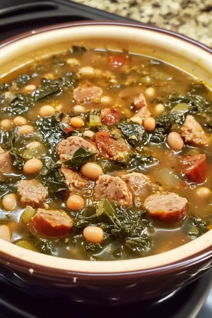 Black-Eyed Pea Soup with Sausage & Collard Greens