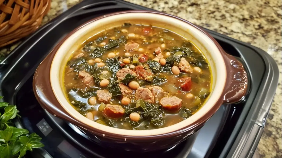 Black-Eyed Pea Soup with Sausage & Collard Greens