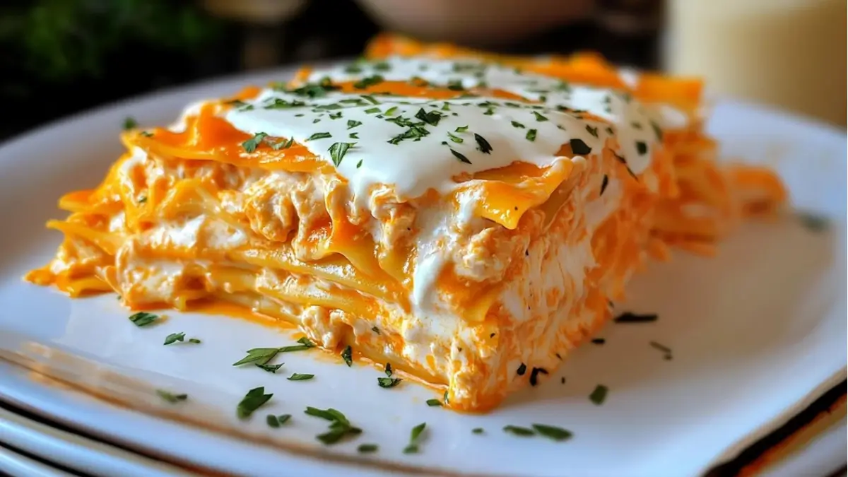 Cheesy Buffalo Chicken Lasagna