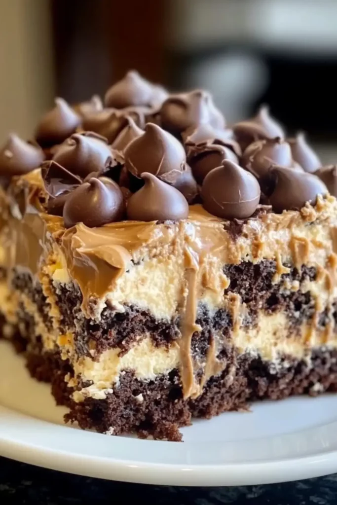 Chocolate Peanut Butter Poke Cake