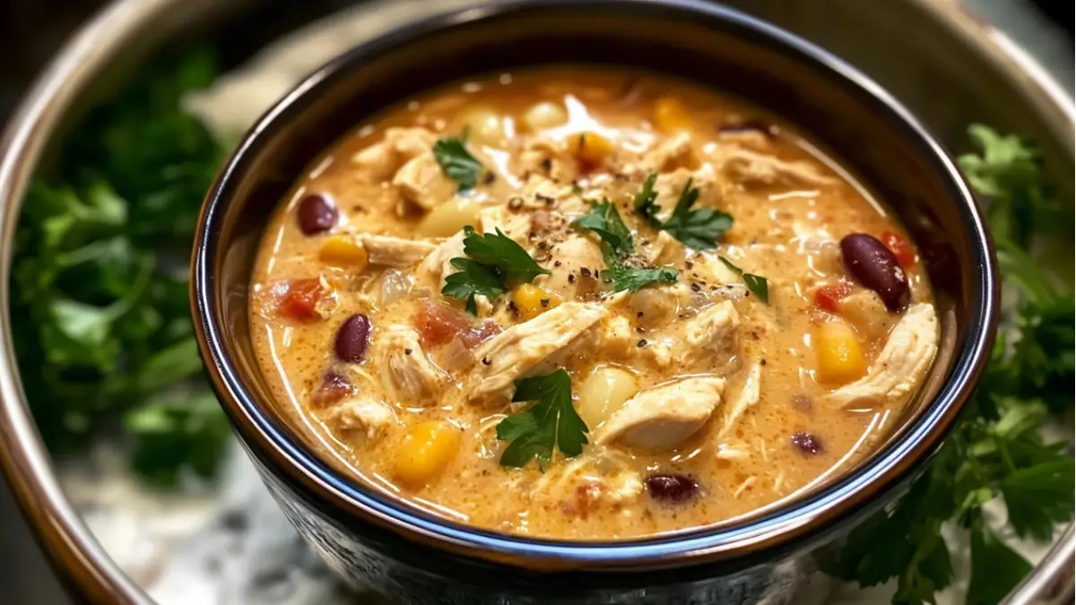 Crockpot Cream Cheese Chicken Chili