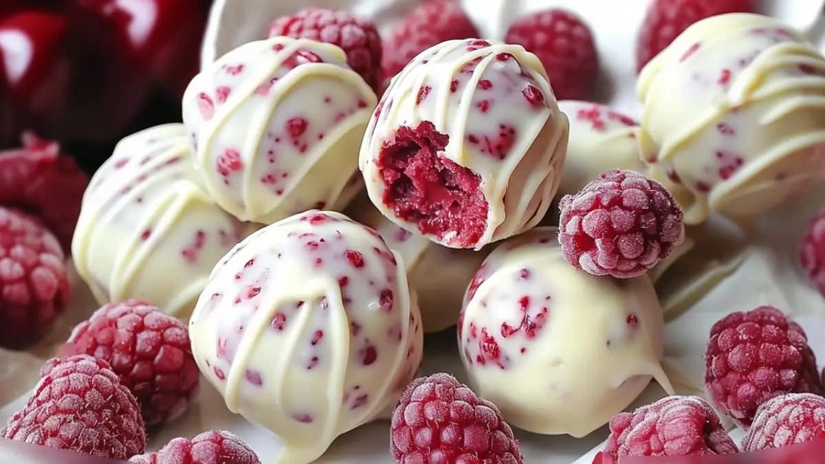 White Chocolate Raspberry Cheesecake Balls