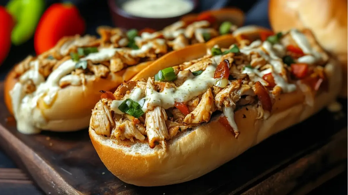 Slow Cooker Chicken Philly Sandwiches