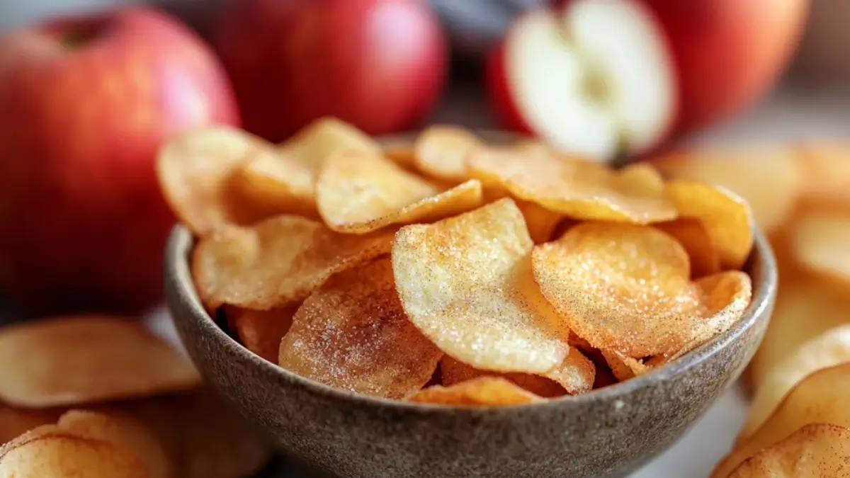 Air Fryer Apple Chips with Cinnamon Sugar