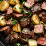 Garlic Butter Steak Bites and Potatoes