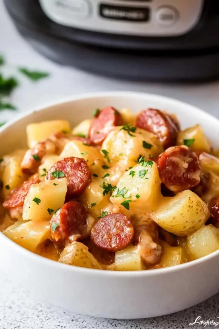 Crockpot Cheesy Potatoes and Kielbasa