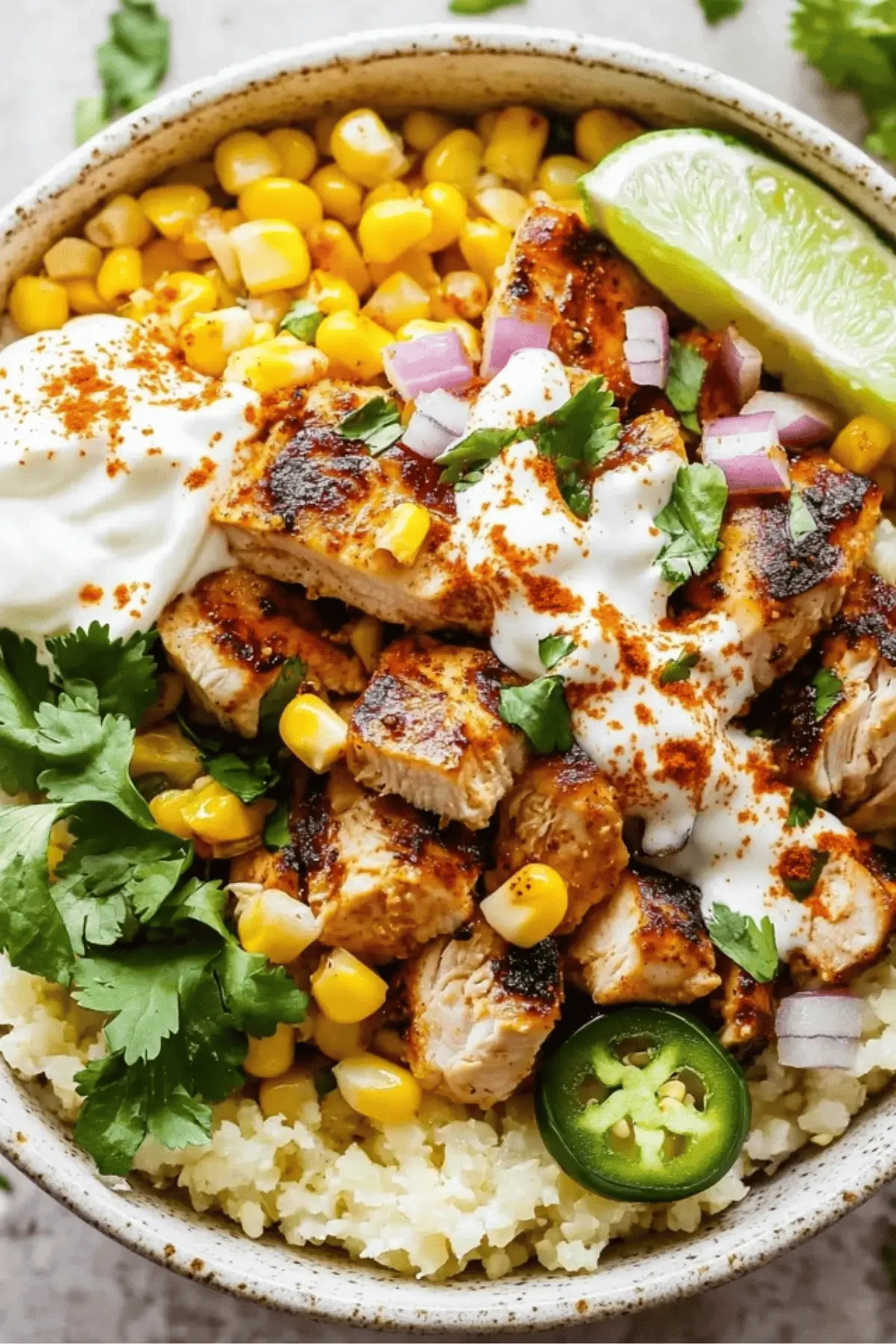 Mexican Street Corn Chicken Rice Bowl