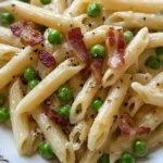 Creamy Penne Pasta with Peas and Bacon