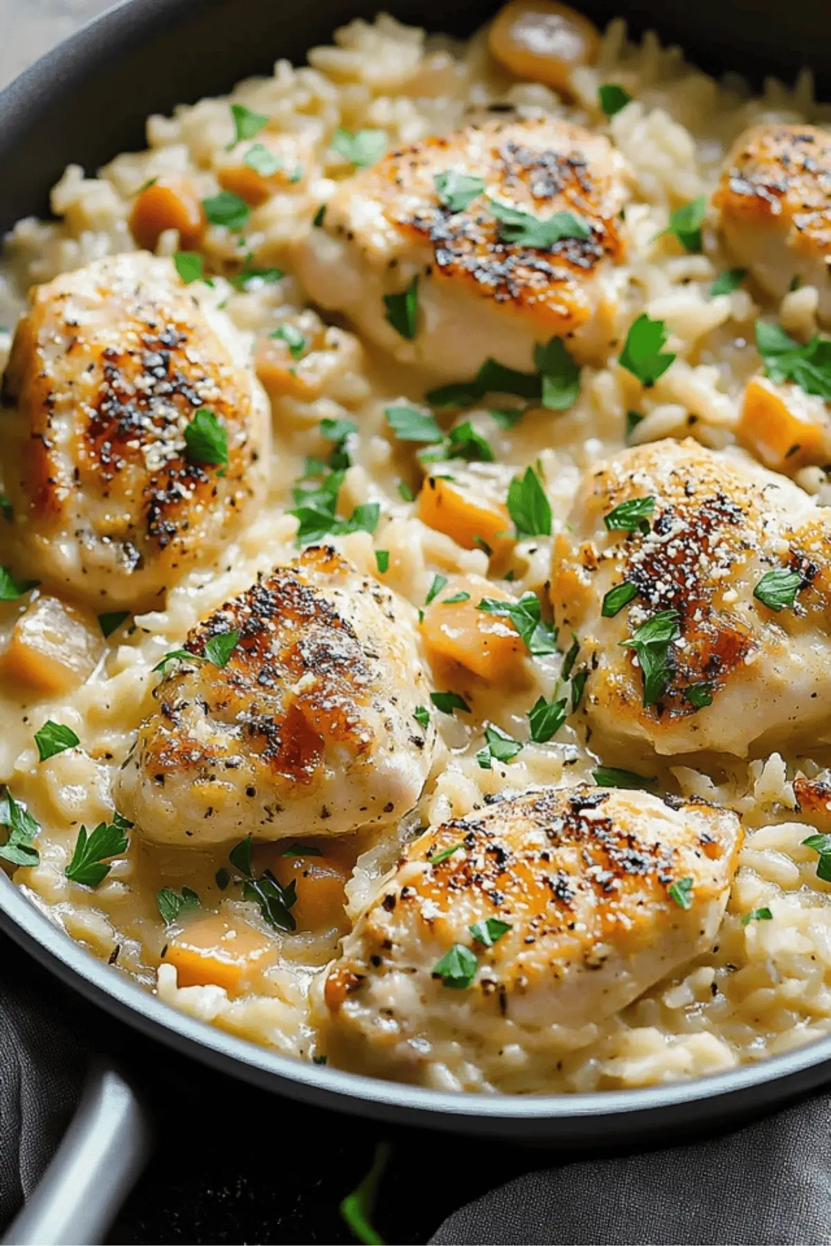 One-Pan Creamy Parmesan Chicken and Rice