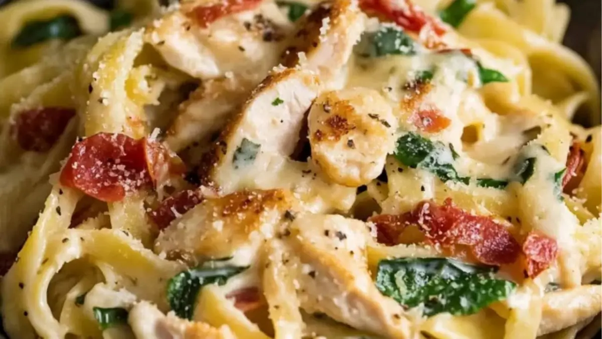 Creamy Chicken Pasta with Sun-Dried Tomatoes and Spinach