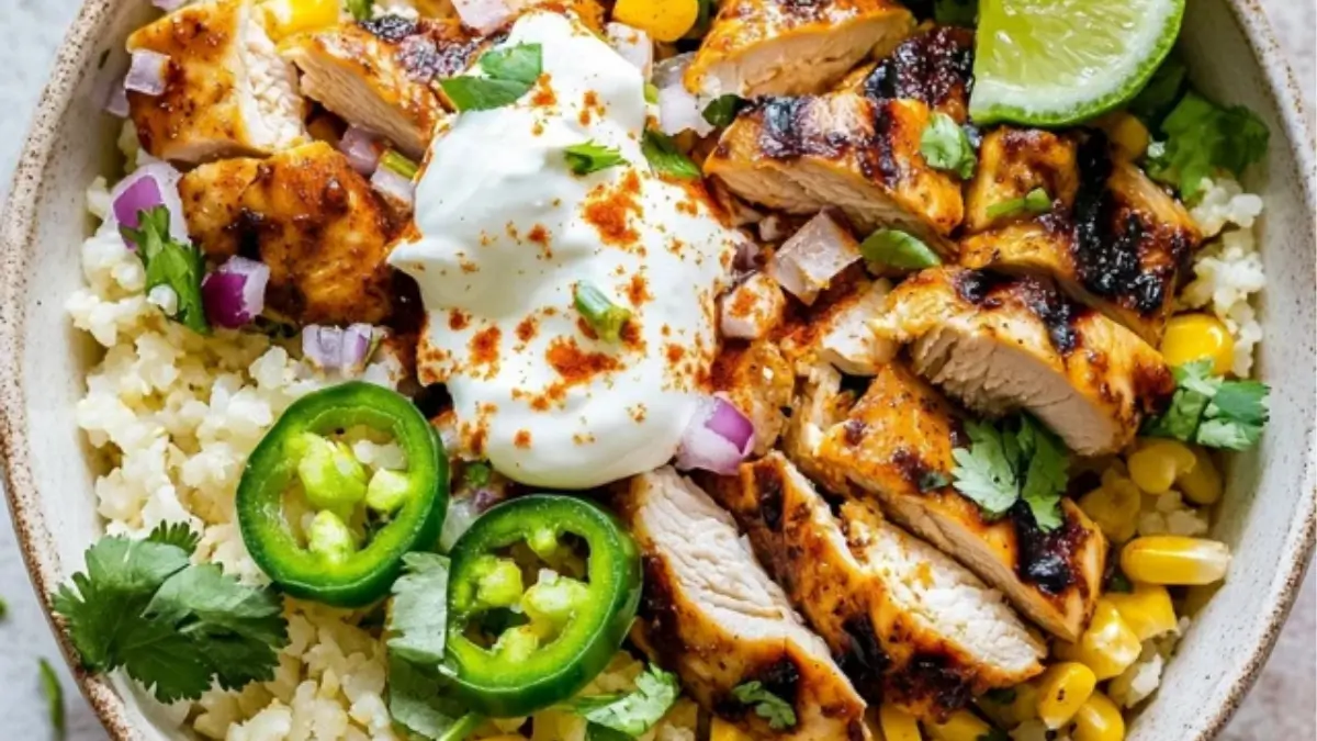 Mexican Street Corn Chicken Rice Bowl