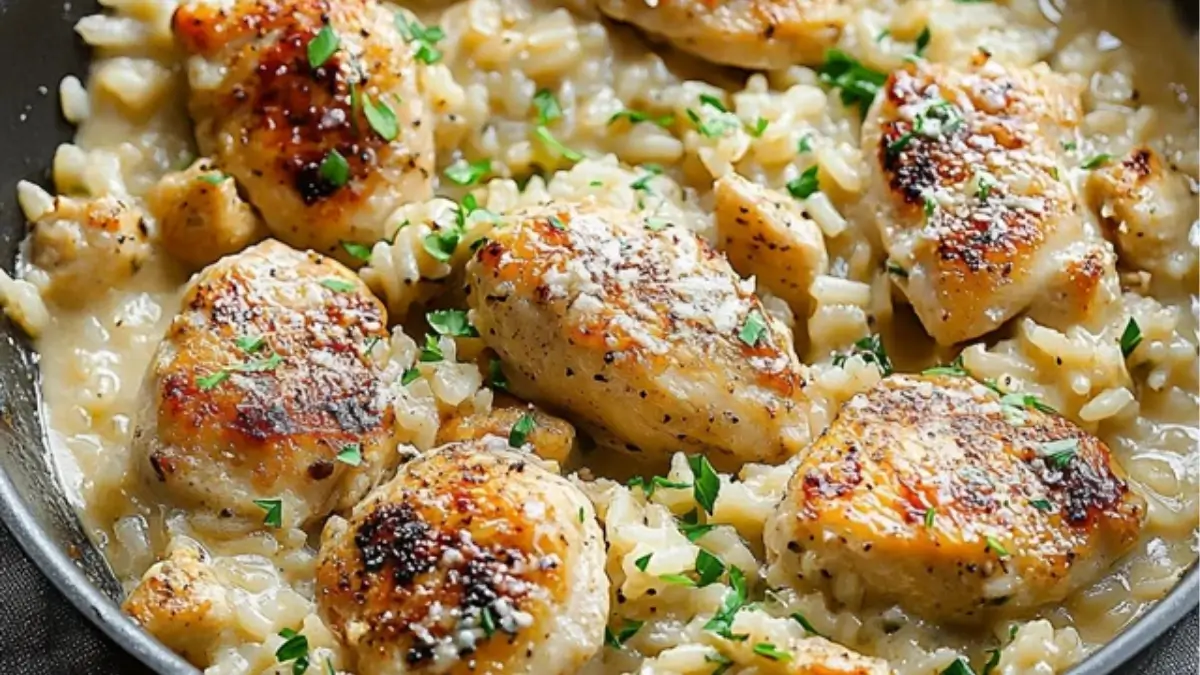 One-Pan Creamy Parmesan Chicken and Rice