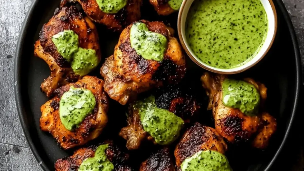 Peruvian Grilled Chicken with Creamy Green Sauce