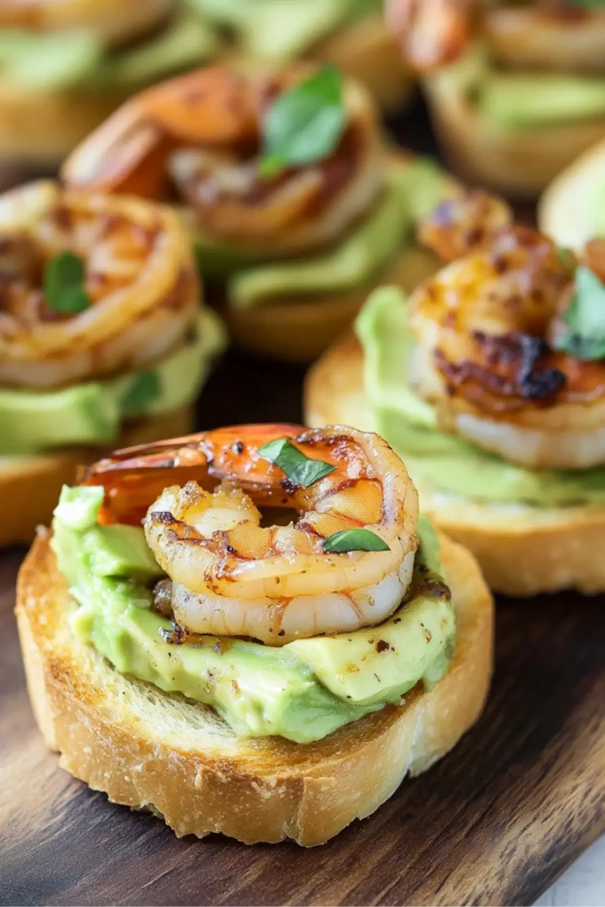 Garlic Shrimp and Avocado Crostini