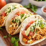 Easy Slow Cooker Queso Chicken Tacos