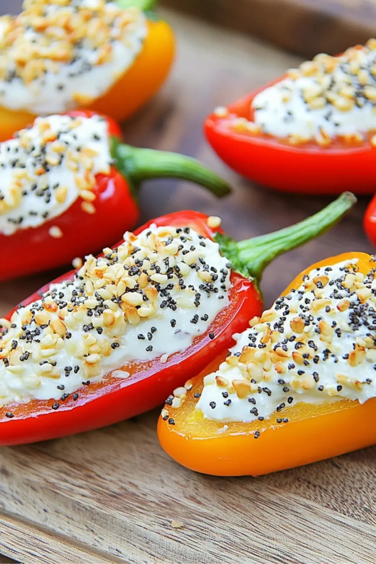 Cream Cheese Stuffed Mini Peppers with Everything Bagel Seasoning