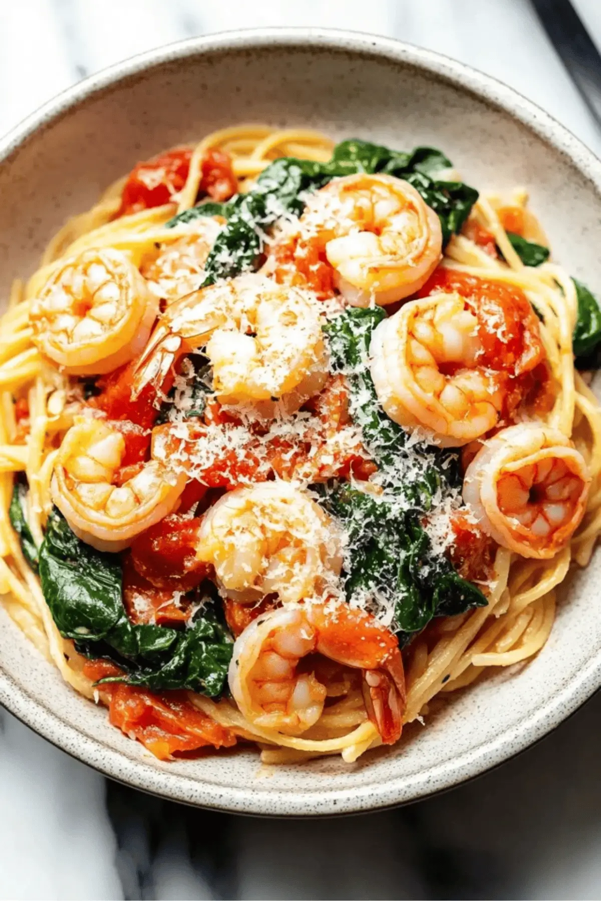 Tomato Spinach Shrimp Pasta