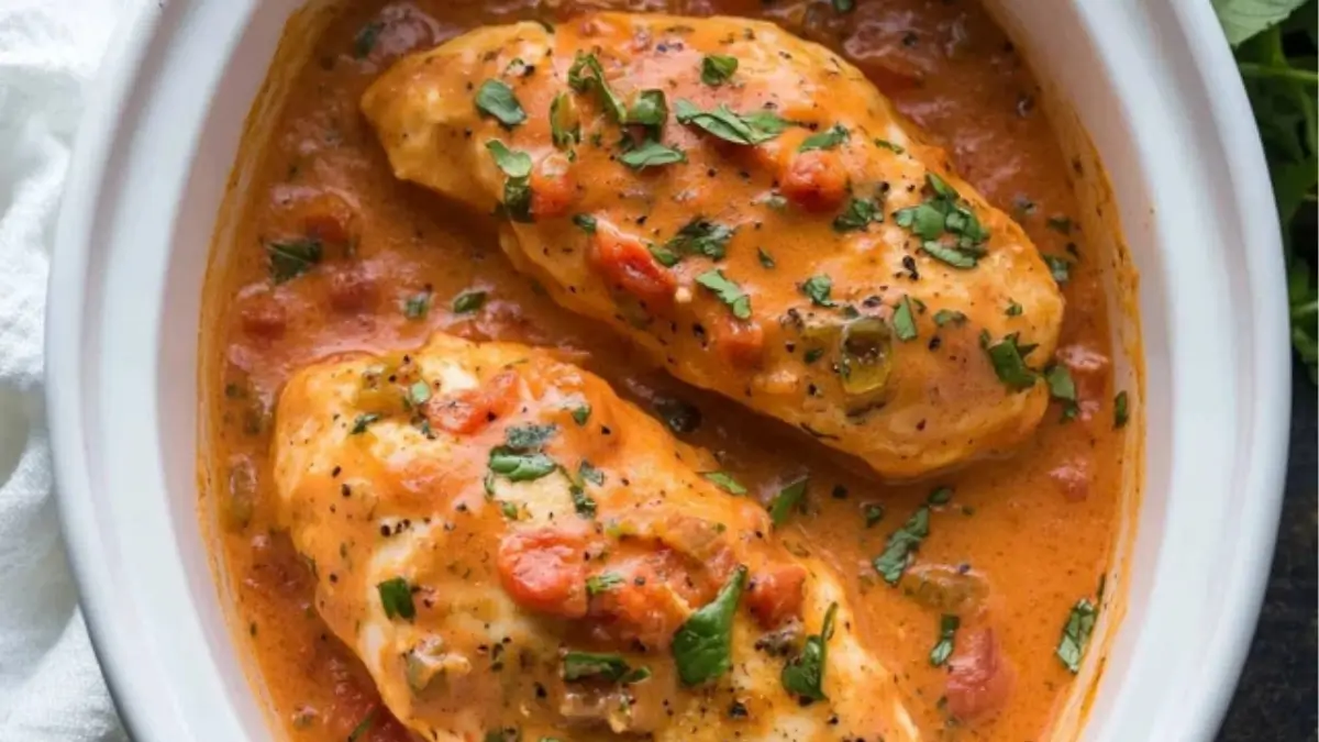 Slow Cooker Creamy Tomato Basil Chicken