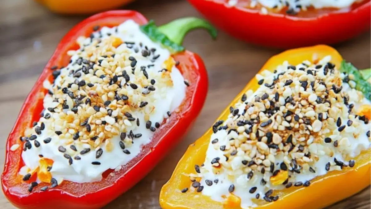 Cream Cheese Stuffed Mini Peppers with Everything Bagel Seasoning