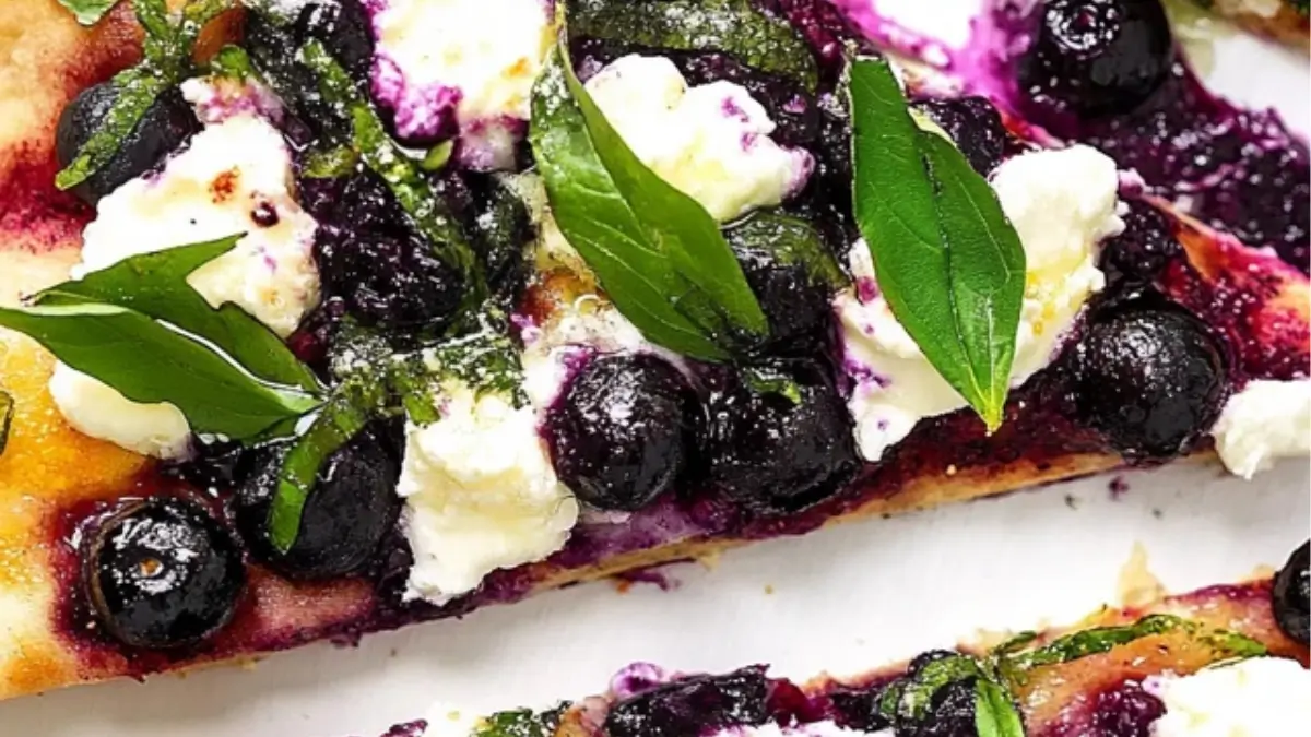 Blueberry Goat Cheese Flatbread with Mint & Honey