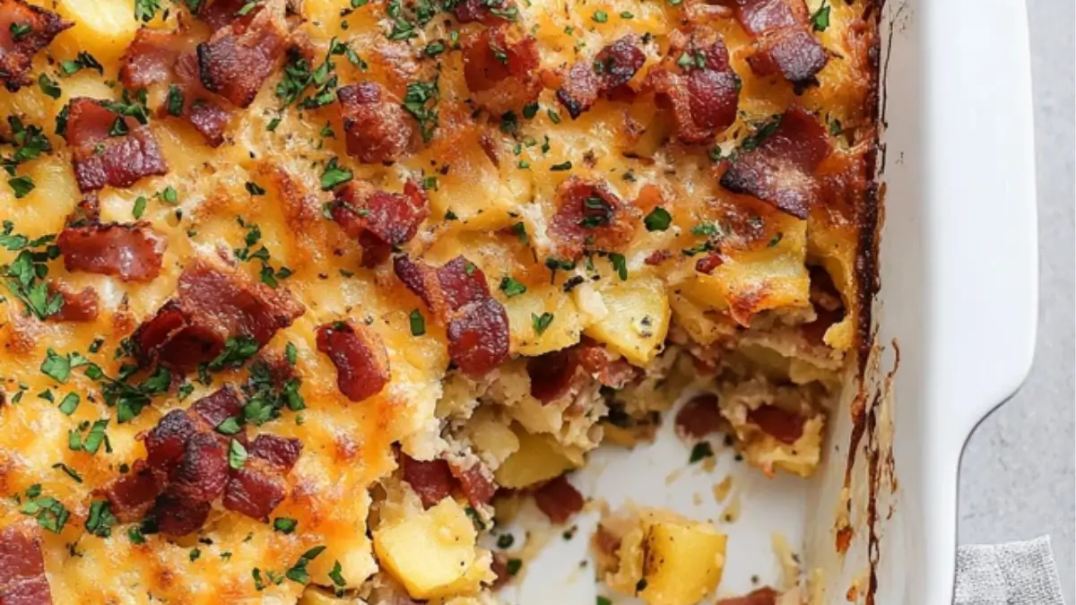 Cheesy Bacon Potato Breakfast Casserole