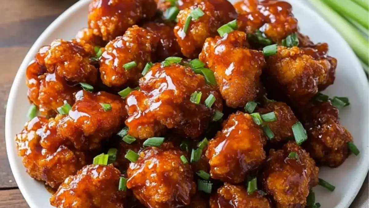 Crispy Baked Honey BBQ Popcorn Chicken