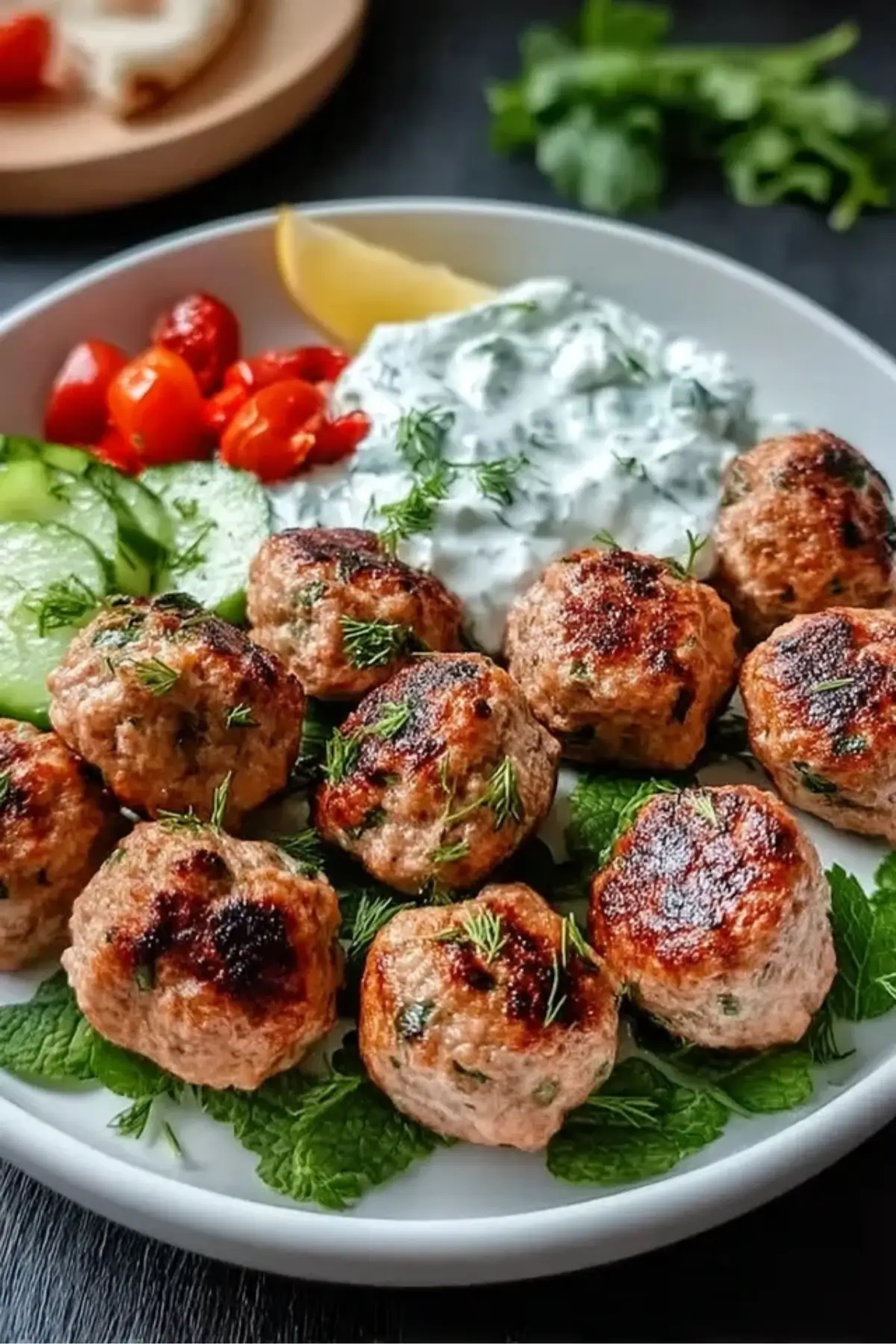 Greek Turkey Meatballs with Tzatziki Greek Turkey Meatballs with Tzatziki